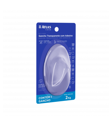 GANCHO ADESIVO 6PC 0,5KG OVAL TRANSP