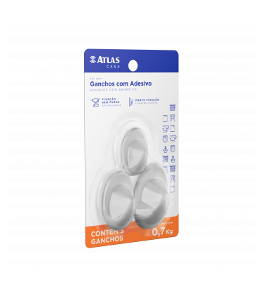 GANCHO ADESIVO 2,0KG OVAL PLASTICO BR