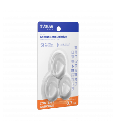 GANCHO ADESIVO 2,0KG OVAL PLASTICO BR