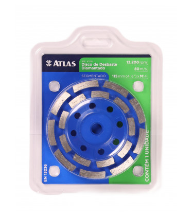 Es indicado para uso en amoladora angular de 115 mm (4½”). Utilícelo para desbaste en concreto, albañilería, mármol, granito y piedras decorativas.