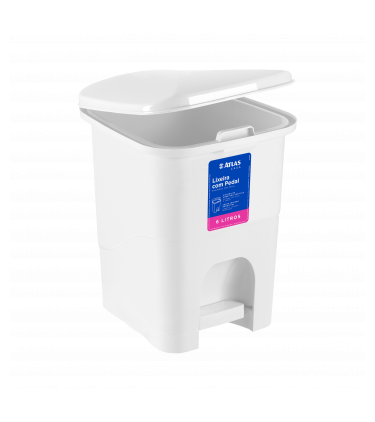 LIXEIRA RETANGULAR 6L C/ PEDAL PLAST PR