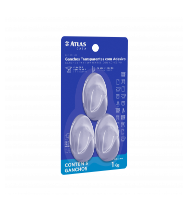 GANCHO ADESIVO 6PC 0,5KG OVAL TRANSP