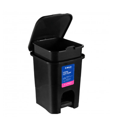 LIXEIRA RETANGULAR 6L C/ PEDAL PLAST PR