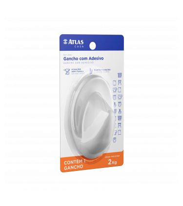 GANCHO ADESIVO 2,0KG OVAL PLASTICO BR