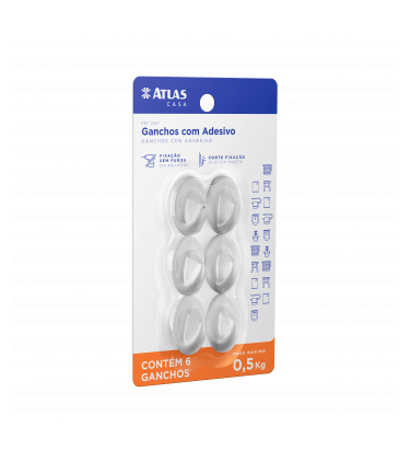 GANCHO ADESIVO 2,0KG OVAL PLASTICO BR