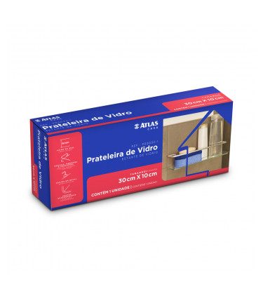PRAT VIDRO 6MM 30X10CM HASTE METAL POLID
