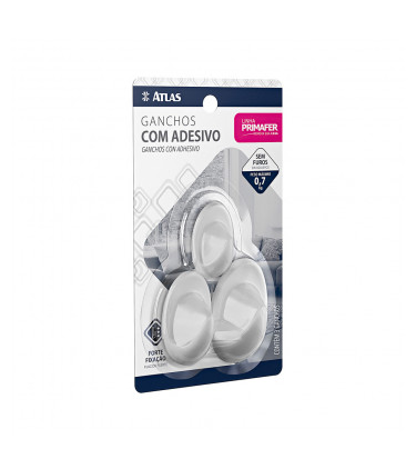 GANCHO ADESIVO 3PC 1,0KG OVAL PLAST BR