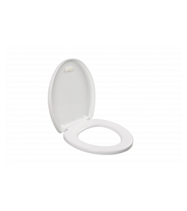 Asiento sanitario que se adapta a las tazas de baño convencionales de formato oval. Ideal para consumidores que valorizan el diseño y la estética del baño, y que buscan accesorios que combinan con la decoración, transmitiendo más sofisticación. No pisar sobre la tapa. Para mantener el brillo del producto, se recomienda el uso de paños y productos de limpieza suaves. Evite esponjas abrasivas o productos químicos agresivos como jabones, alcohol o detergentes.