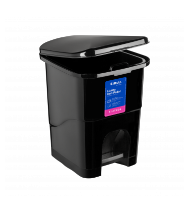 LIXEIRA RETANGULAR 6L C/ PEDAL PLAST PR