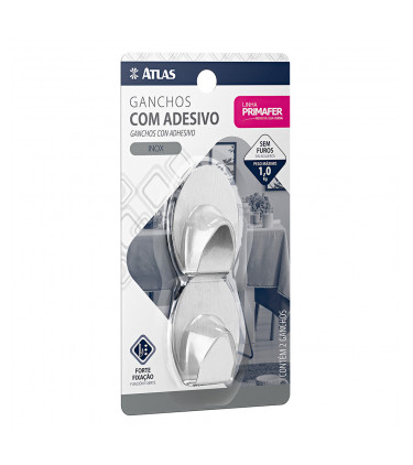 GANCHO ADESIVO 3PC 0,5KG INOX