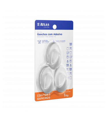 GANCHO ADESIVO 2,0KG OVAL PLASTICO BR